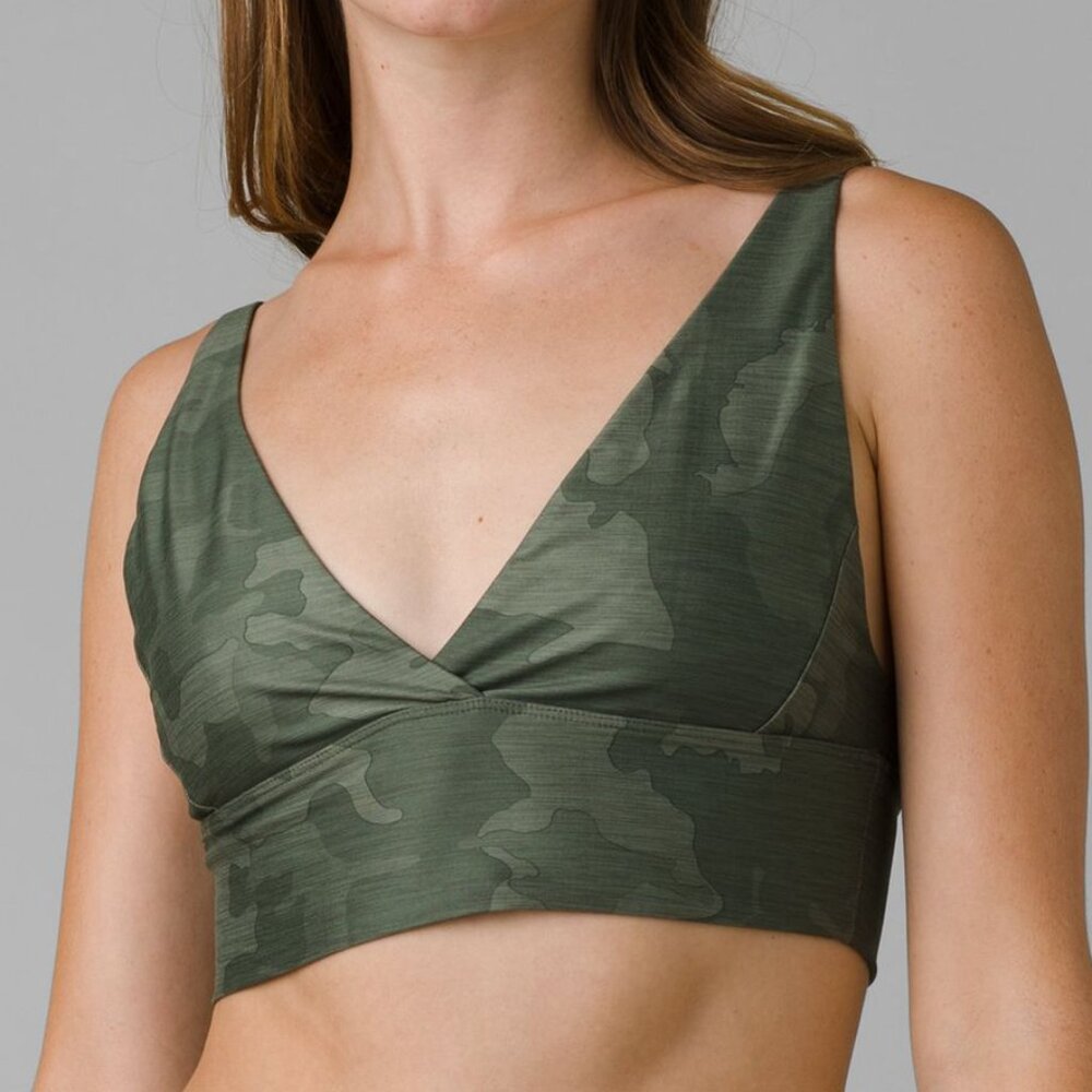 Prana Camo Brami‎ Bralette Lounge Yoga Pilates Sustainable Gorp Granola UPF 50